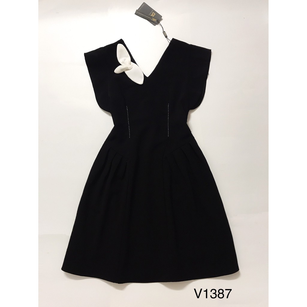 [Mã WAMT1505 giảm 10K đơn 0K] Đầm dự tiệc chiết eo đính nơ cổ V cao cấp V1387_Zin Boutique [Kèm ảnh thật | BigBuy360 - bigbuy360.vn