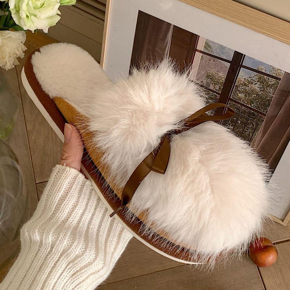 Dép Cotton Đi Trong Nhà Giữ Ấm Chống Lạnh Đính Nơ LAYOR1 Cho Nữ