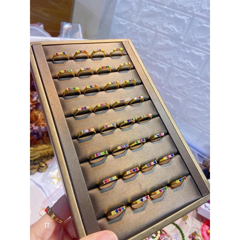 Nhẫn và mặt dây đính đá nhiều màu gold 10