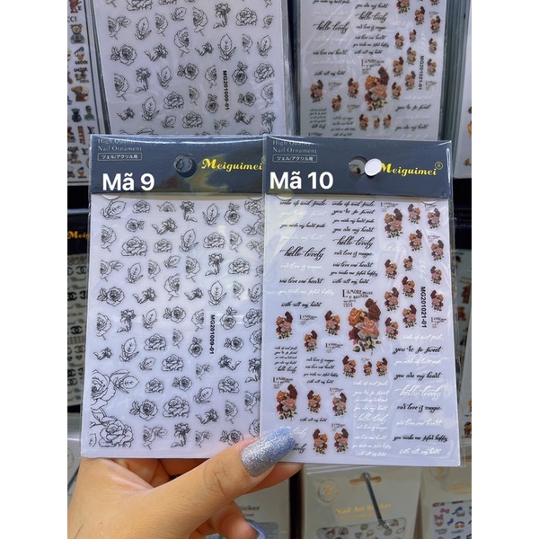 Sticker dán móng - Sticker thuong hieu - sticker gấu - sticker hoa - Phụ kiện dán móng nail cutee - Siêu xinhhh