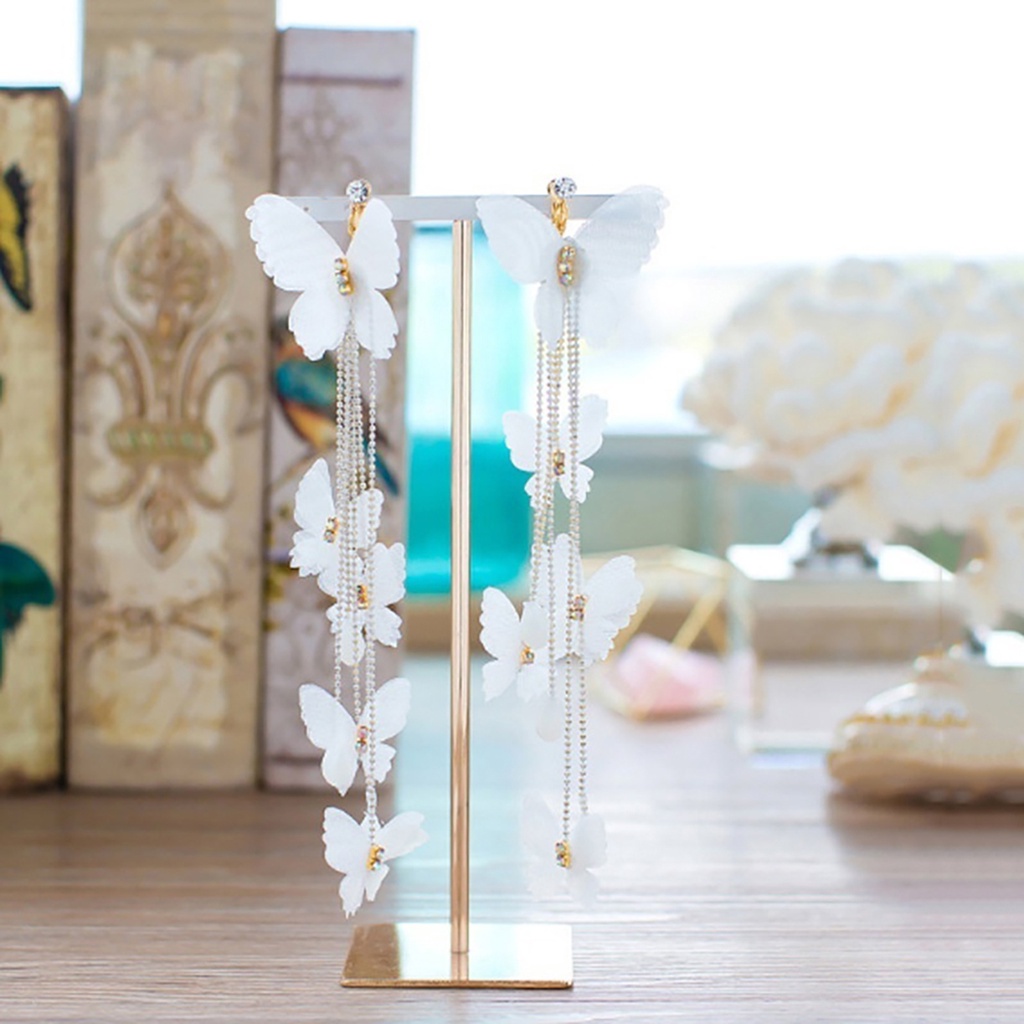 BUTTERFLY Hoa Tai Dáng Dài Mặt Hình Bướm Cho Nữ