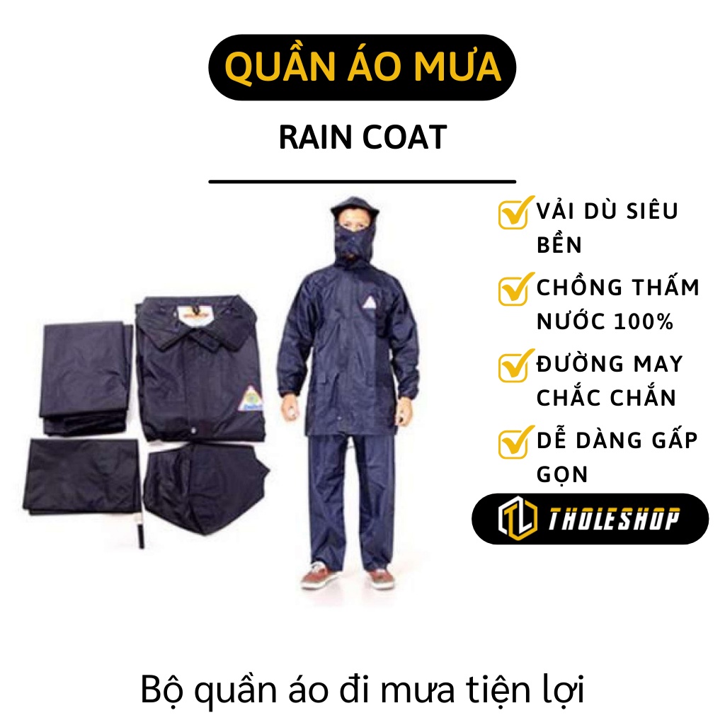 Áo Mưa Bộ - Bộ Quần Áo Đi Mưa Người Lớn Vải Dù Siêu Bền, Chống Thấm Nước Tuyệt Đối 3323