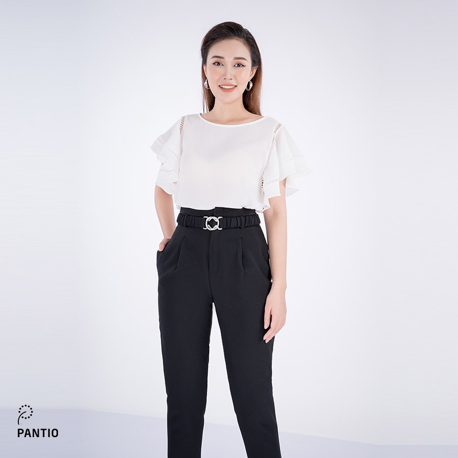 Áo sơ mi kiểu chát liệu lụa cát cánh tay bèo dáng suông FAS32131 - PANTIO