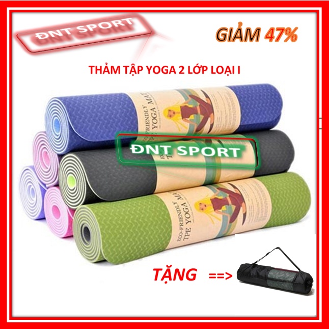 THẢM TẬP YOGA  6MM TPE 2 lớp  [FREESHIP❤️ ]  thảm tập gym chuyên dụng