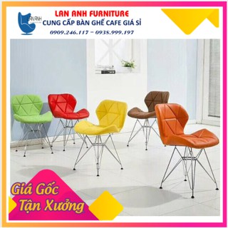 Ghế Eames bọc nệm tam giác chân sắt xi ( LA-C009)-Nhắn tin chọn màu