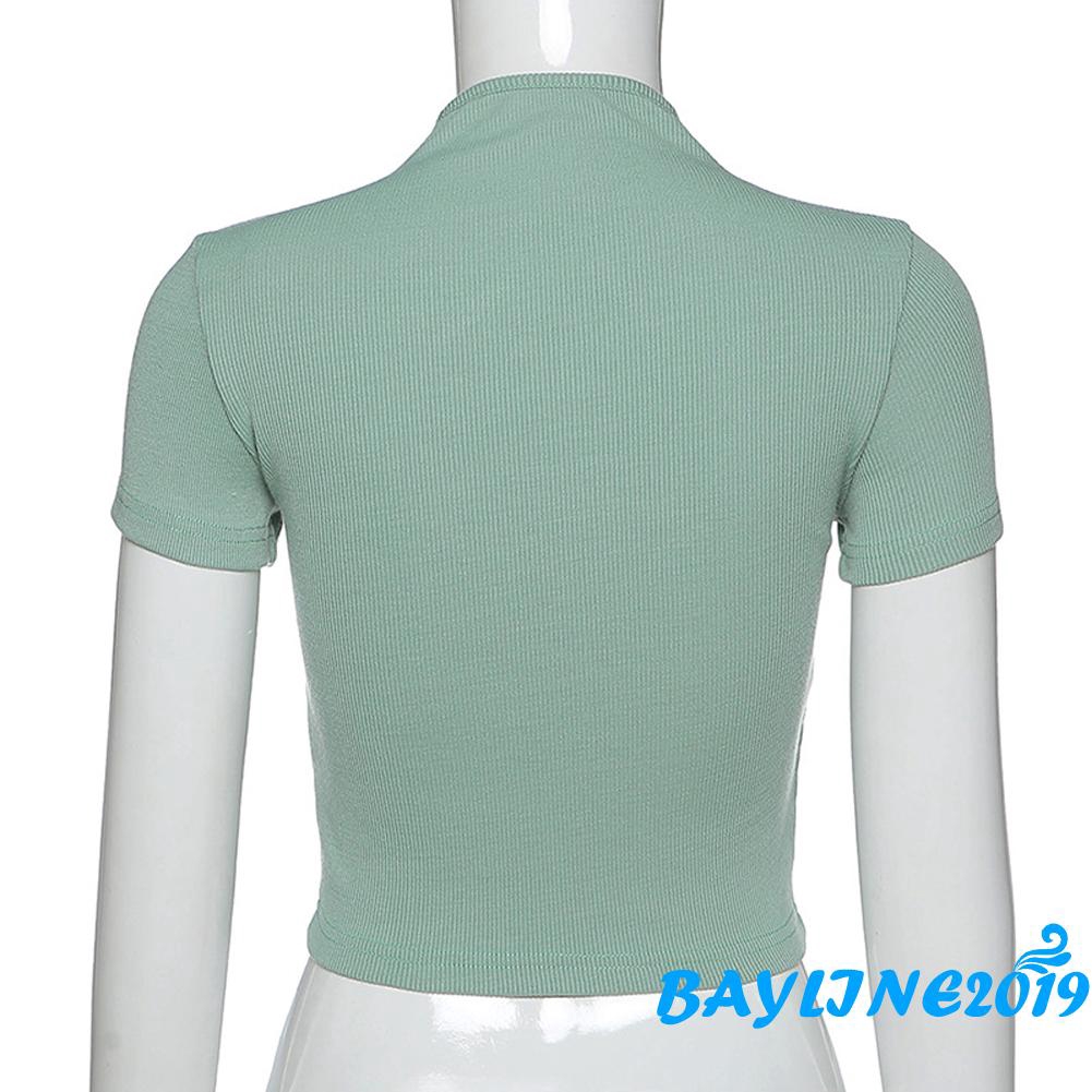 Áo thun nữ tay ngắn thiết kế xẻ lỗ ôm dáng gợi cảm cho nữ