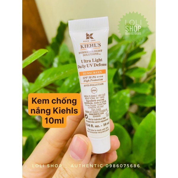 [Made in U.S.A] Kiehls Kem Chống Nắng (KCN) Kiehls (Kiehl’s Ultra-Light Daily UV Defense Sunscreen) Minisize 5ml 10ml