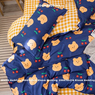 Set Chăn Ga Gối Cotton Poly 4 món - Gấu Cherry