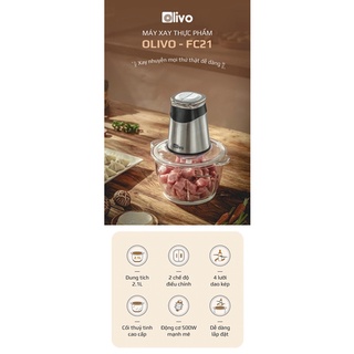Máy xay thịt thực phẩm đa năng olivo fc21 chính hãng - bh 24 tháng dung tích 2.1l - thương hiệu mỹ