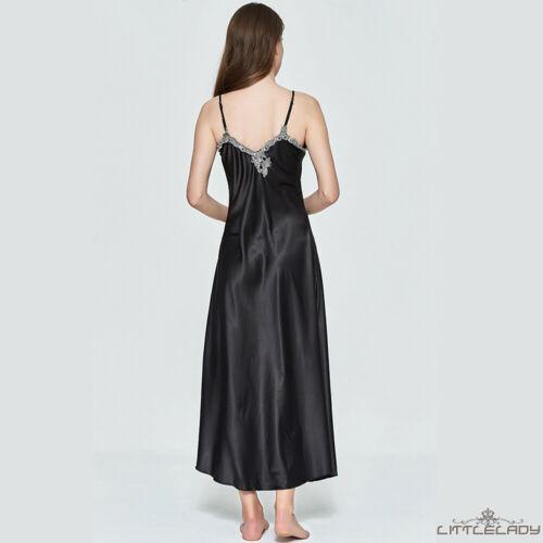 Đầm Ngủ Dáng Dài Cổ Chữ V Vải Lụa Satin Quyến Rũ Cho Nữ
