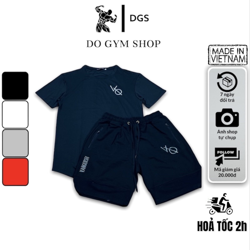 Bộ đồ thun nam tập gym DO GYM SHOP logo thêu, thun lạnh 4 chiều thoáng mát.