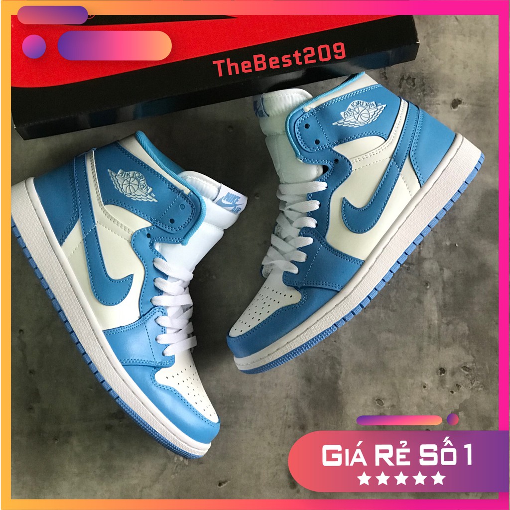 BẢN BEST | GIÀY THỂ THAO JORDAN 1 CAO CỔ XANH TRẮNG CÓ DÂY PHỤ