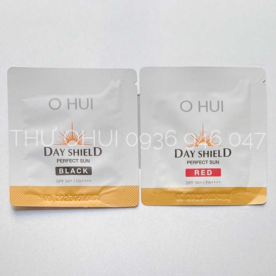 1 gói kem chống nắng OHUI Day Shield Perfect Sun BLACK/ RED 1ml Date 2023