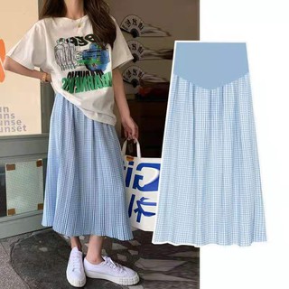Chân váy sọc ca rô thời trang cho mẹ bầu