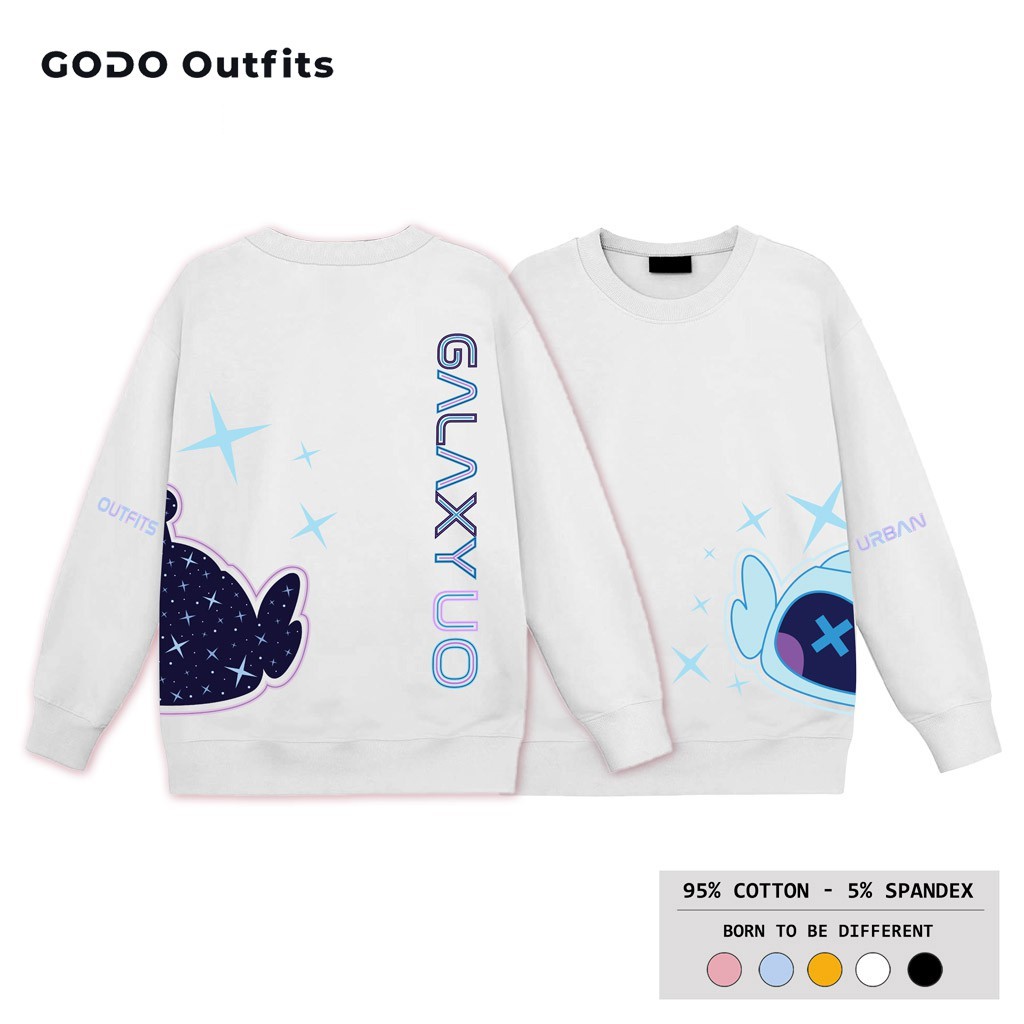 Áo Sweater Nam Nữ Form Rộng GODO OUTFITS In Galaxy UO Bot SWO38 Unisex Cặp Đôi Hàn Quốc Big Size Thun Cotton Nỉ 4 chiều