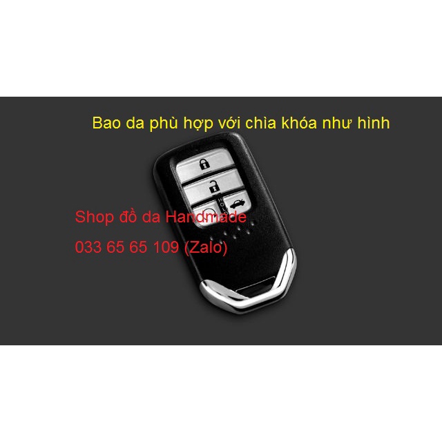 [Hot] Bao da chìa khóa Honda Civic, city loại 4 nút bấm, tặng kèm móc khóa, khắc tên miễn phí