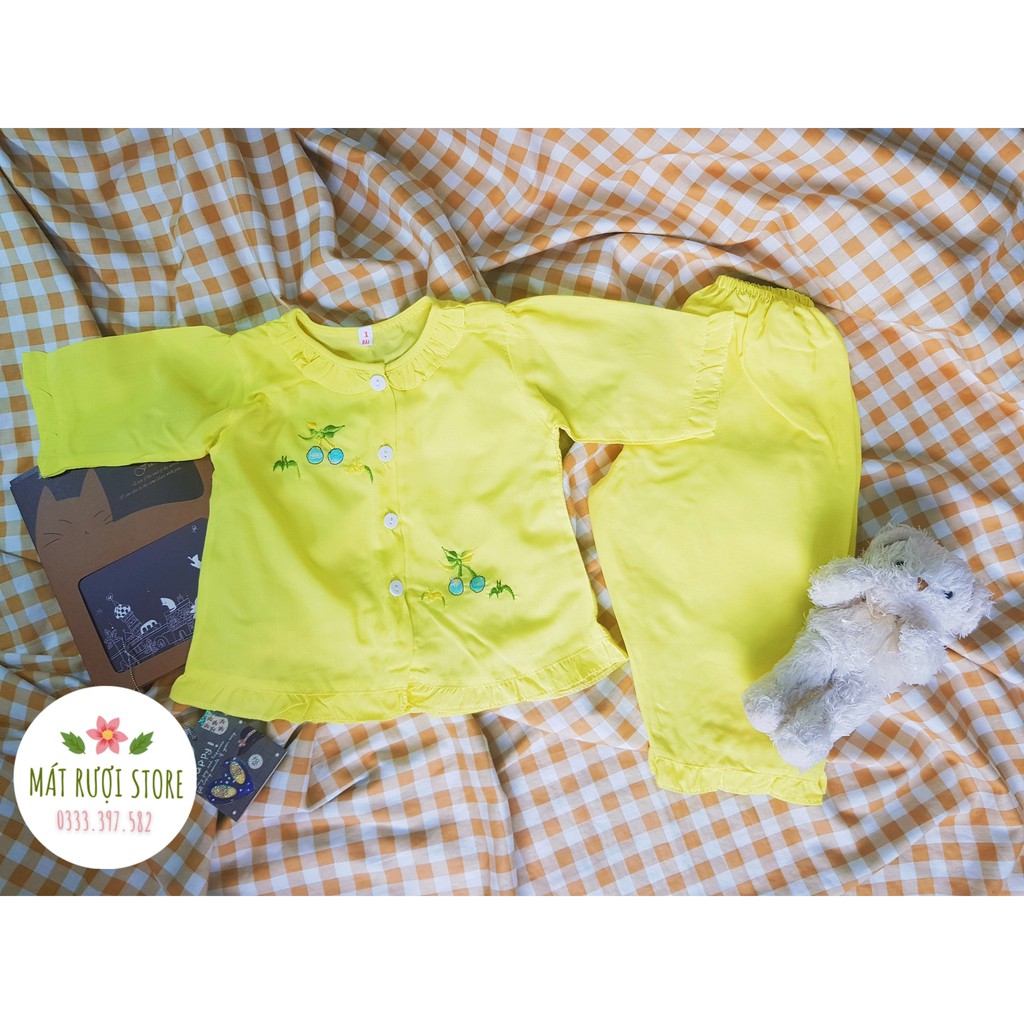 Bộ tole thêu tay dài quần dài bé gái / Bộ lanh thêu tay dài quần dài bé gái mát mịn xinh yêu