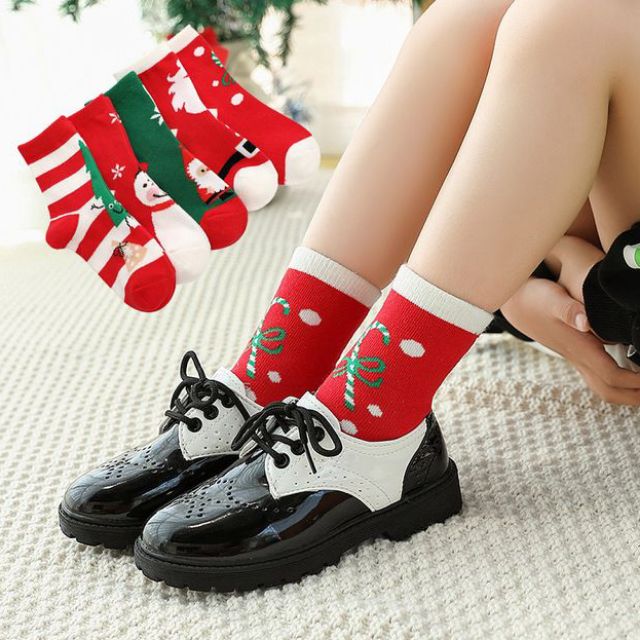 [MÓN QUÀ ẤM ÁP] Set 5 Đôi Tất Noel Cổ Cao Túi Zip Cao Cấp