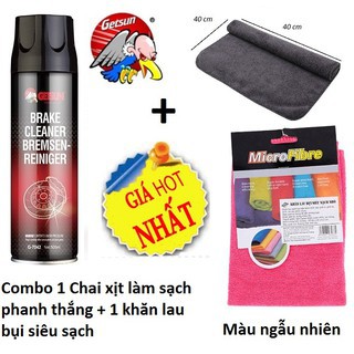 Combo 1 Chai xịt làm sạch phanh thắng kèm 1 khăn lau bụi siêu sạch