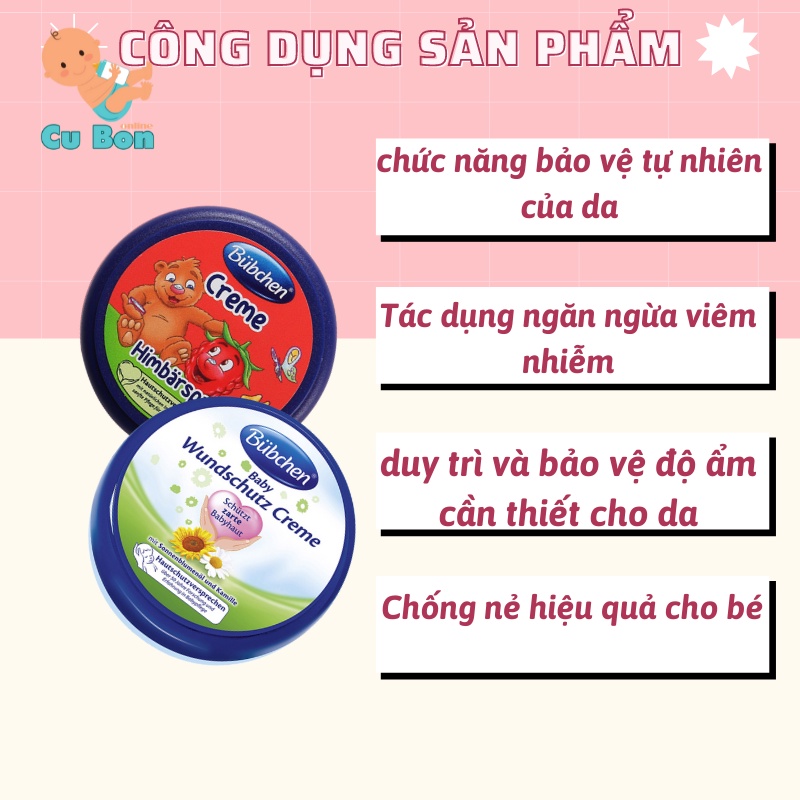 Kem Nẻ Bubchen Soft Creme Với Dầu Hướng Dương &amp; Sheabutter Đức 20ml Cho bé từ sơ sinh dưỡng ẩm ngăn nẻ hiệu quả