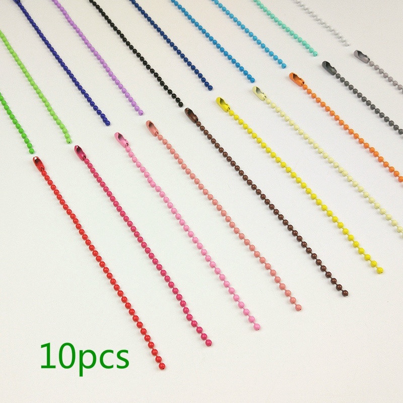 Bộ 10 chuỗi hạt tròn nhiều màu bằng kim loại