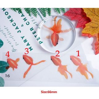 Bộ 5 mẫu decal cá vàng 3D (cá 3 đuôi)