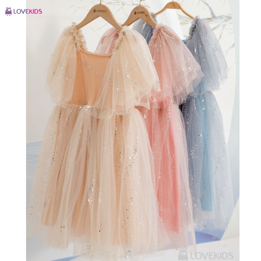 Váy công chúa cổ vuông tay bồng S22 - Lovekids