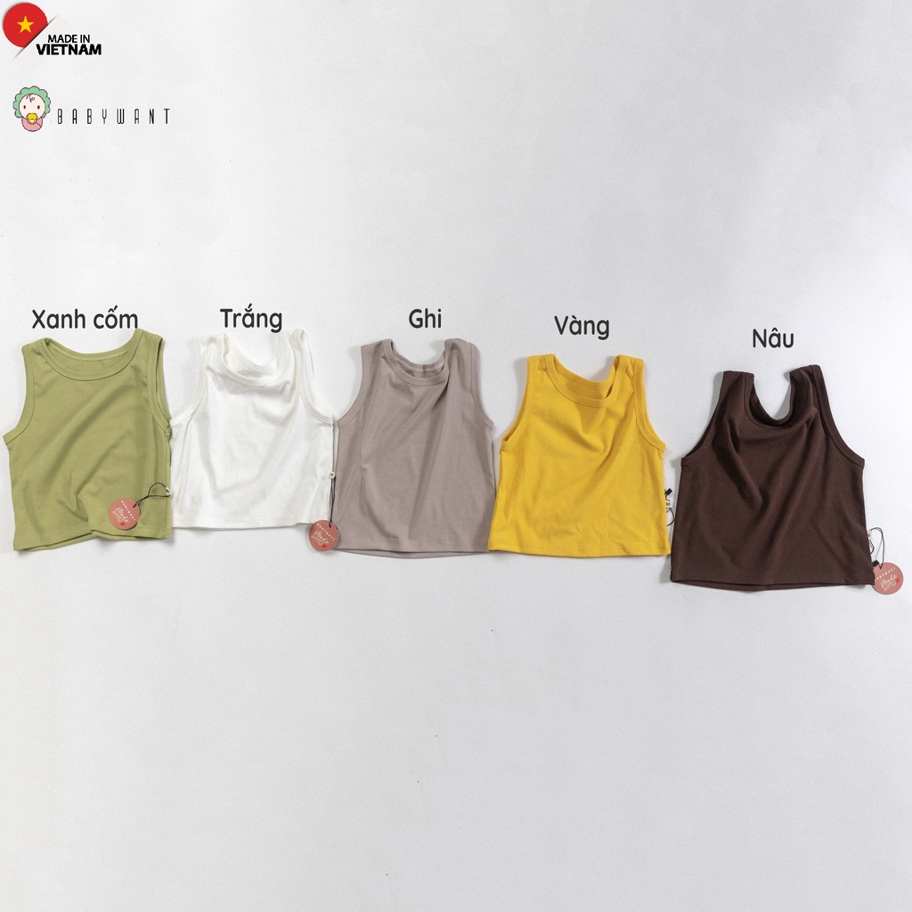 Áo phông 3 lỗ cotton màu vintage cho bé trai bé gái từ 1 tới 6 tuổi