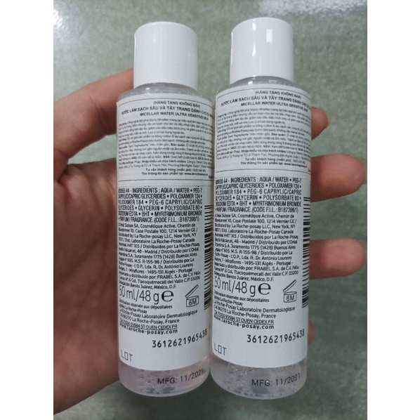 Nước Tẩy trang La Roche Posay giàu khoáng dành cho da dầu nhạy cảm Micellar Water Ultra 50ml
