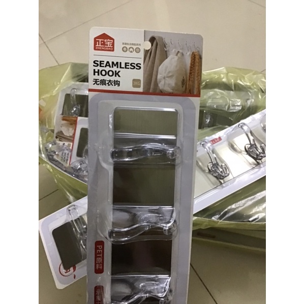 Móc thanh dán tường trong suốt loại 6 móc dày to