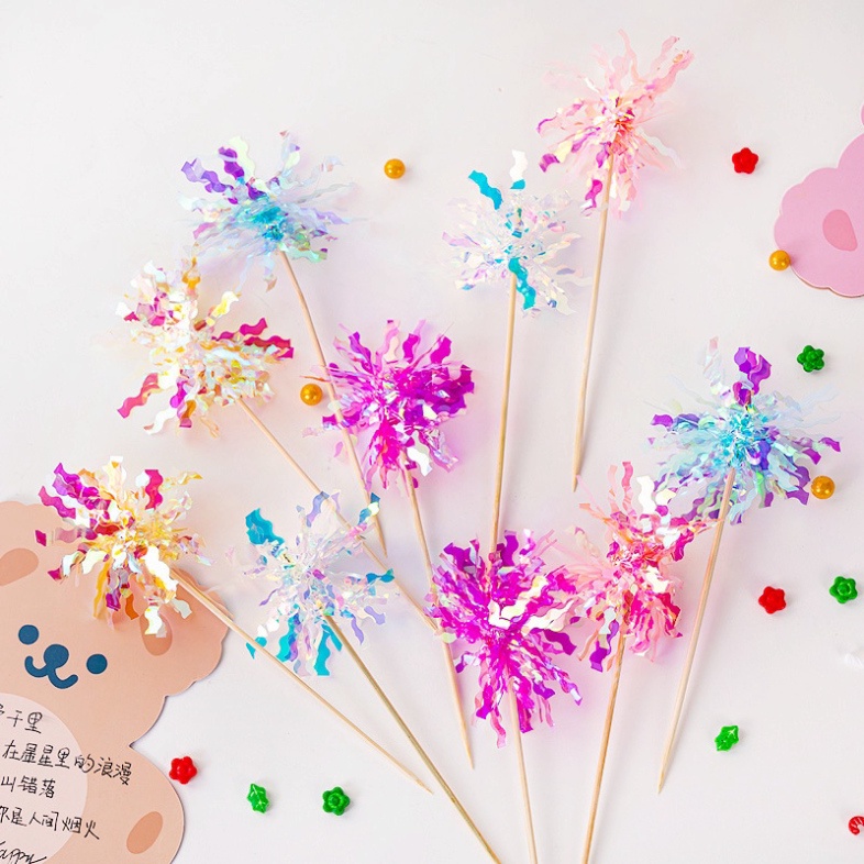 thẻ cắm trang trí bánh kem [FREESHIP❤️] sét 5 thẻ cắm tua rua óng ánh