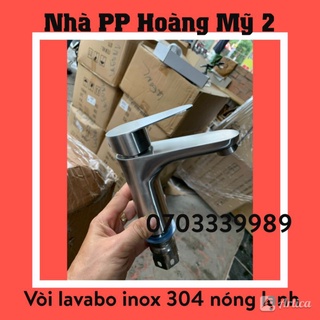Vòi Lavabo vòi rửa mặt tròn nóng lạnh inox 304 - thân đúc nguyên khối (Laeo Mờ)