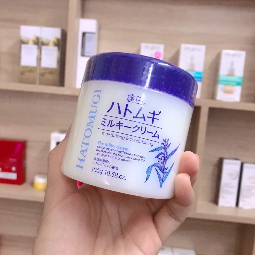 [ Có Tem Phụ ] Kem Dưỡng Ẩm, Làm Sáng, Trẻ Hóa Da Mặt Reihaku Hatomugi Moisturizing &amp; Conditioning Milky Cream 300g