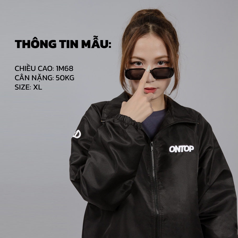 Áo khoác dù local brand ONTOP màu đen, cổ trụ Basic Renew O13-AK3