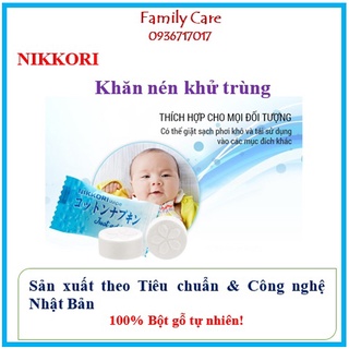 1 viên khăn giấy nén nikkori khử trùng công nghệ nhật- nikkori