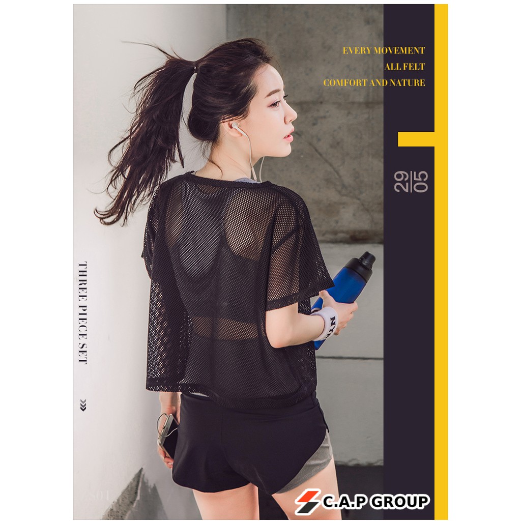 Áo Croptop lưới mặc ngoài Bra tập Gym Yoga áo này mà kết hợp với set quần áo tập Shop bán thì cực Sexy và siêu đẹp