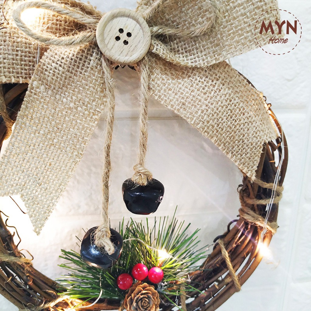 Vòng nguyệt quế người tuyết, tuần lộc trang trí Noel 20*40cm MYN Home