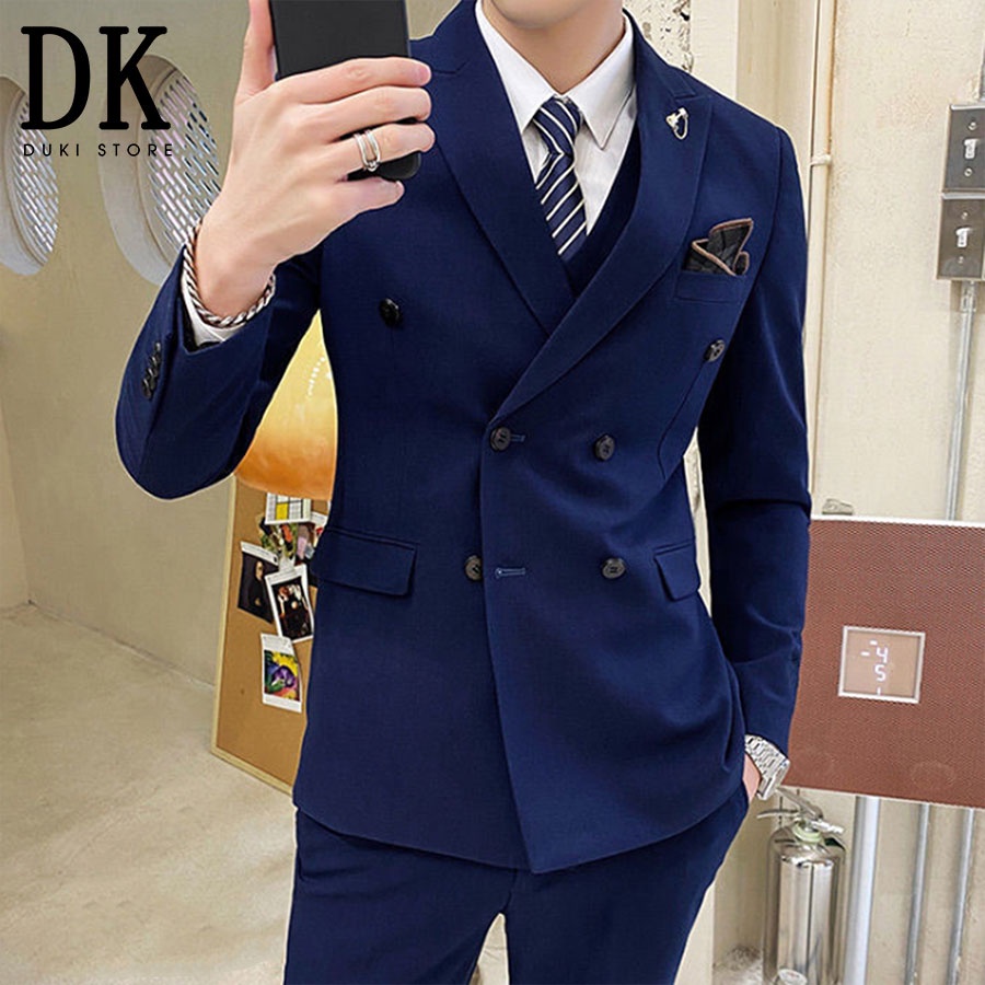 [SALE 50%] Bộ vest nam 6 nút Hàn Quốc màu xanh than đẹp DKE0048 - DUK STORE