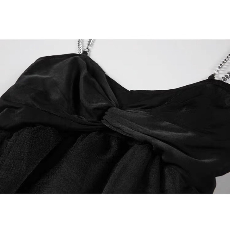 Váy 2 dây voan đen trắng MSHI CLUB