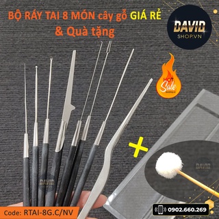 Bộ lấy ráy tai Lâm Uyên 8 món vỉ cây gỗ & Quà tặng