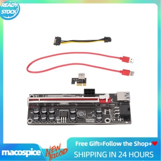 Macospice PCIE Riser 1x To 16x Adapter 10 Capacitor Card With 0.6m Cord T