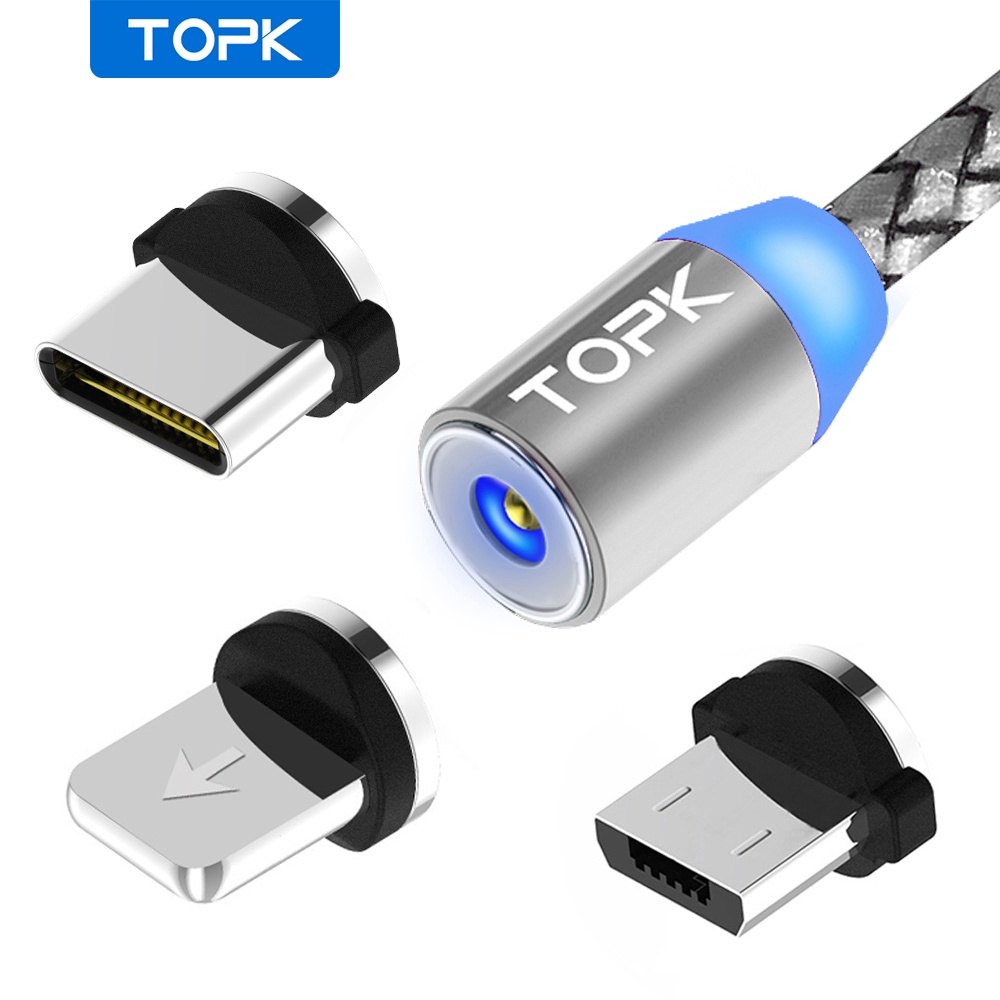 Cáp Sạc TOPK AM17 1m Có Nam Châm Dây Bện Nylon Cổng Micro Usb Cho Điện Thoại