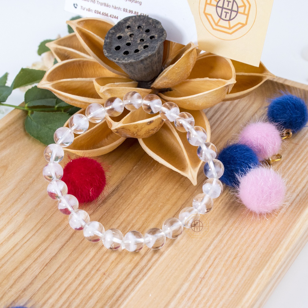 Vòng tay phong thủy Đá Ưu Liinh Trắng 7A vân Kim Tự Tháp [mệnh Kim, Thủy]  - Phong Thủy Tây Tạng