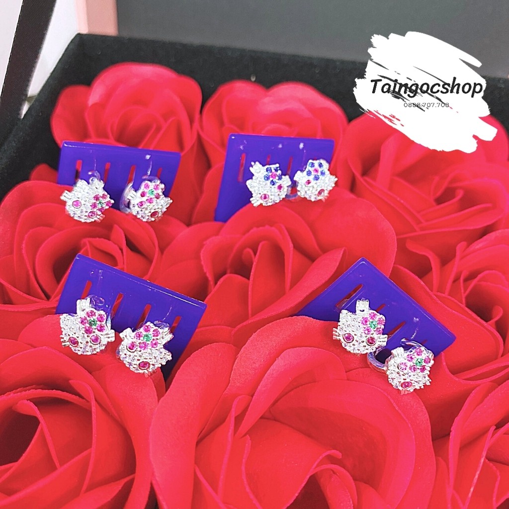 Bông (Khuyên) Tai Bạc Kitty cho Bé Gái S925 cao cấp 🅕🅡🅔🅔🅢🅗🅘🅟