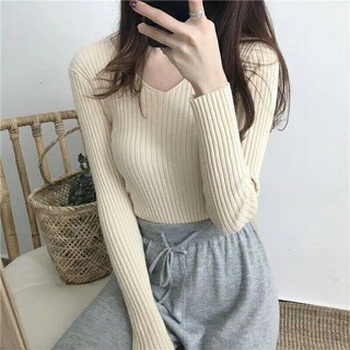 Áo len cổ tim lông cừu mềm mịn