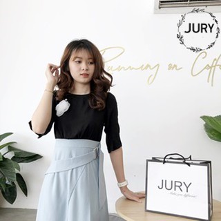 VÁY CÀI HOA PHỐI XANH ĐEN