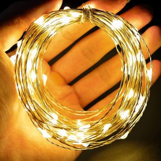 Đèn Led Đom Đóm Fairy Lights 100 bóng - 10 mét nguồn pin tiểu AA dùng trang trí nhà cửa Tết