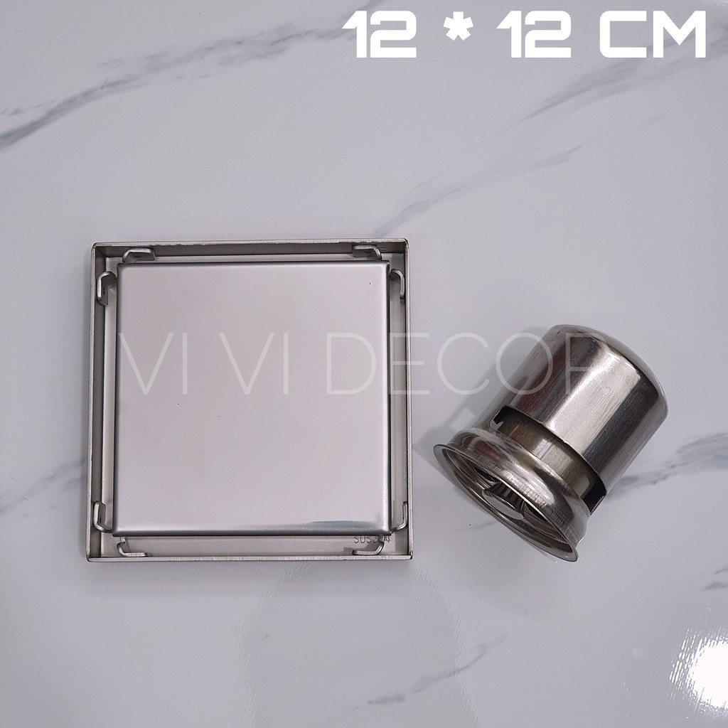 (12*12) Phễu Thoát Sàn , Thoát Nước INOX304 Nhà Tắm Tấm Đặc Loại Dày V12