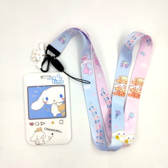 Dây đeo thẻ Cinnamoroll bằng nhựa kèm dây đeo cổ kiểu Nhật Hàn dễ thương cho bé