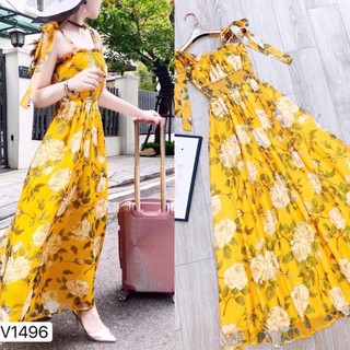 Váy maxi hoa hai dây voan tơ dáng dài hot hit